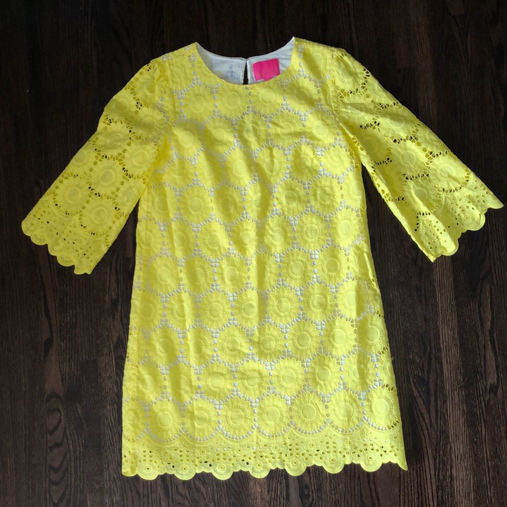 Lilly Pulitzer Yellow Eyelet Lace Shift Dress